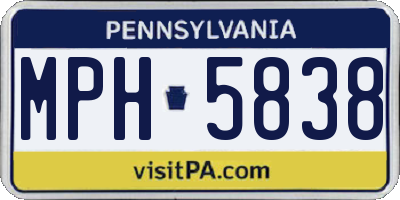 PA license plate MPH5838