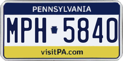 PA license plate MPH5840