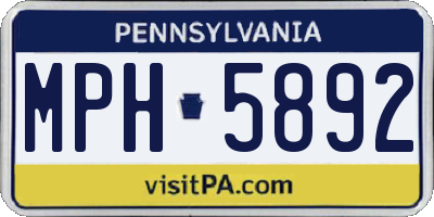 PA license plate MPH5892