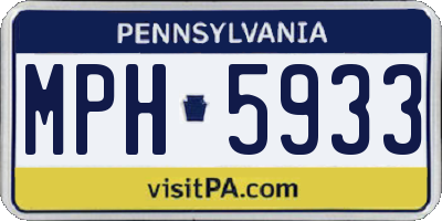 PA license plate MPH5933