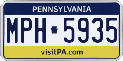 PA license plate MPH5935