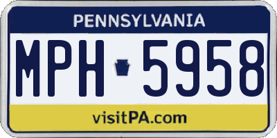 PA license plate MPH5958