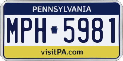 PA license plate MPH5981