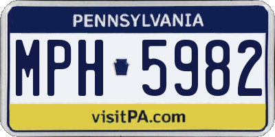 PA license plate MPH5982