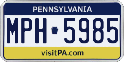 PA license plate MPH5985