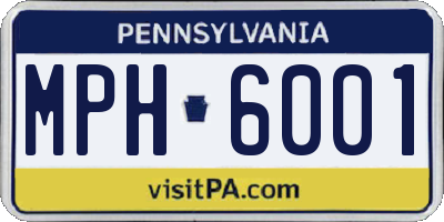 PA license plate MPH6001