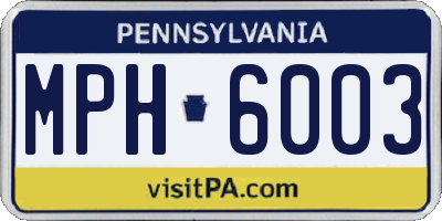 PA license plate MPH6003