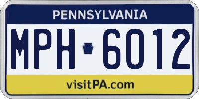 PA license plate MPH6012