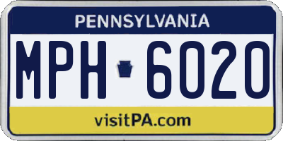 PA license plate MPH6020