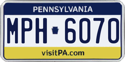 PA license plate MPH6070