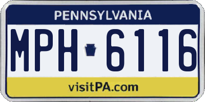 PA license plate MPH6116