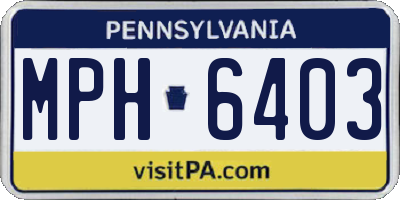 PA license plate MPH6403