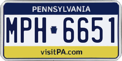 PA license plate MPH6651