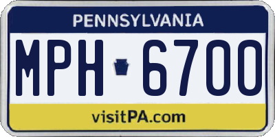 PA license plate MPH6700