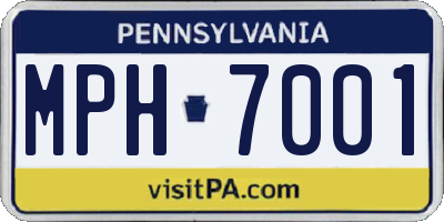 PA license plate MPH7001