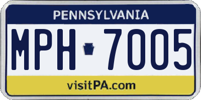PA license plate MPH7005