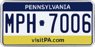 PA license plate MPH7006