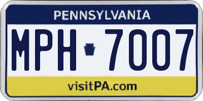 PA license plate MPH7007