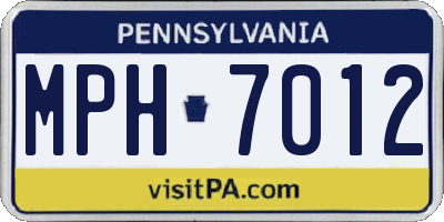 PA license plate MPH7012