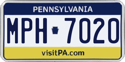 PA license plate MPH7020
