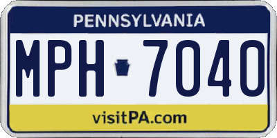PA license plate MPH7040