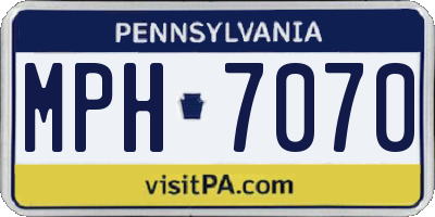 PA license plate MPH7070