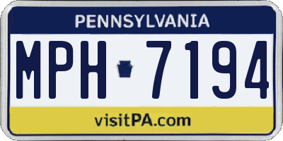 PA license plate MPH7194