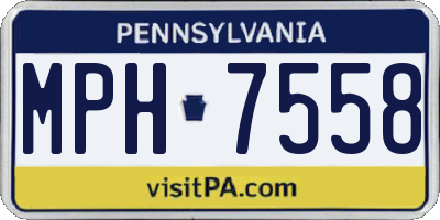 PA license plate MPH7558
