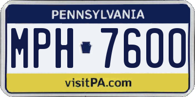 PA license plate MPH7600