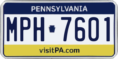 PA license plate MPH7601