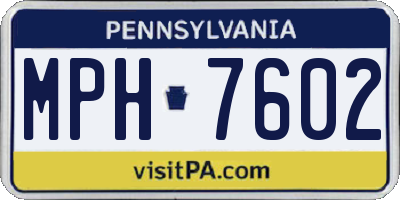 PA license plate MPH7602