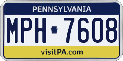 PA license plate MPH7608
