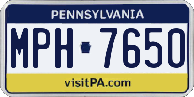 PA license plate MPH7650