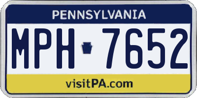 PA license plate MPH7652