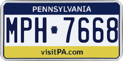 PA license plate MPH7668