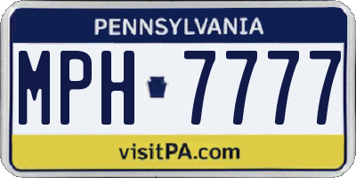 PA license plate MPH7777
