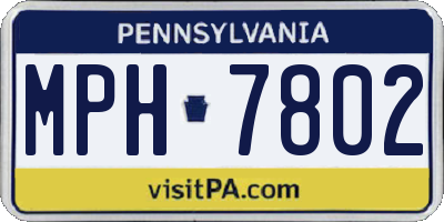 PA license plate MPH7802