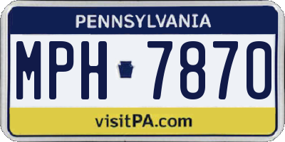 PA license plate MPH7870