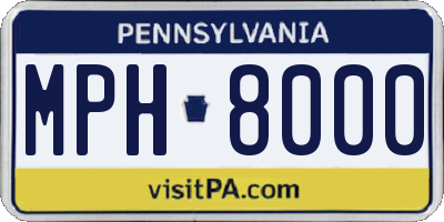 PA license plate MPH8000
