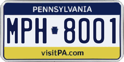 PA license plate MPH8001