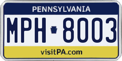 PA license plate MPH8003