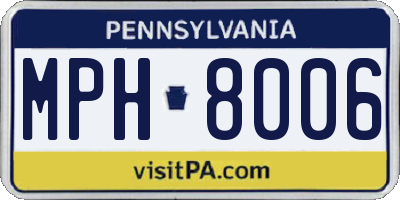 PA license plate MPH8006