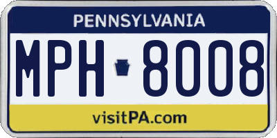 PA license plate MPH8008