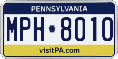 PA license plate MPH8010