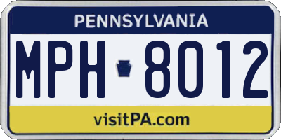PA license plate MPH8012