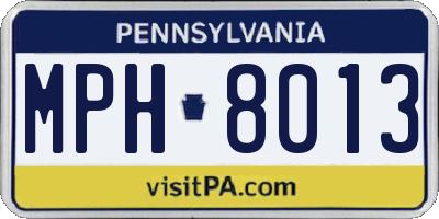 PA license plate MPH8013