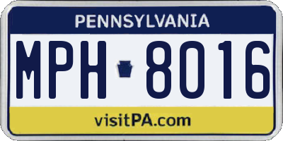 PA license plate MPH8016