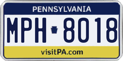PA license plate MPH8018