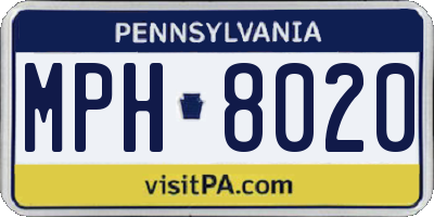 PA license plate MPH8020