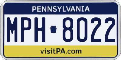 PA license plate MPH8022